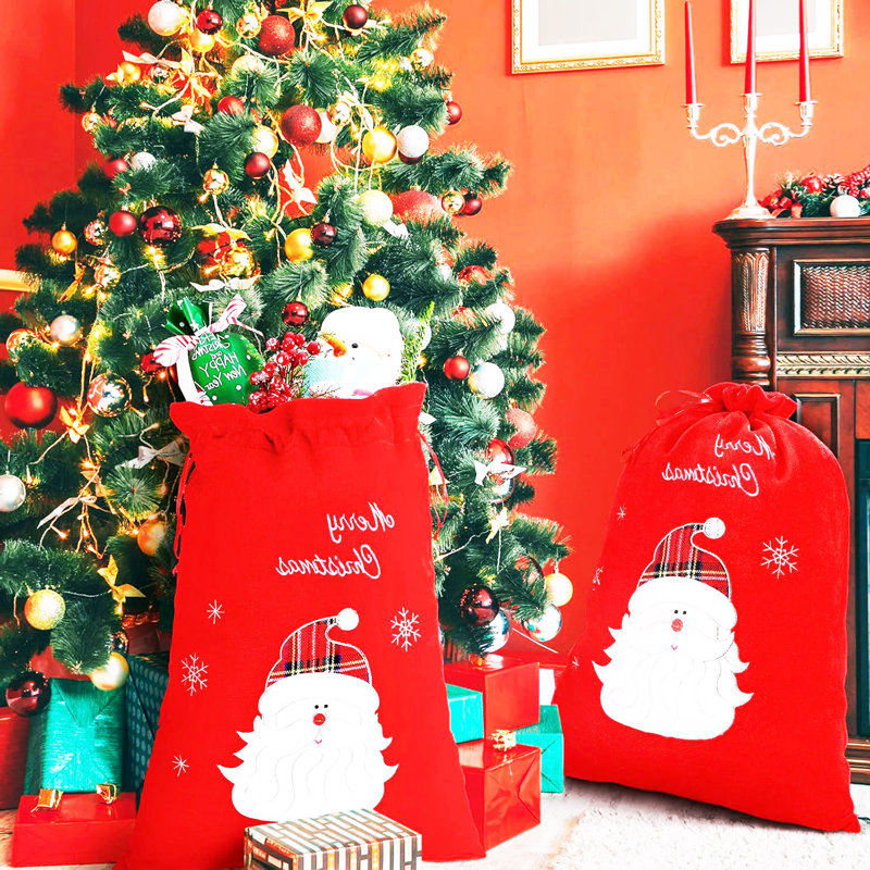 Large christmas drawstring gift bags sale